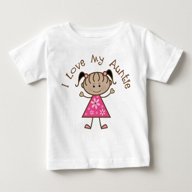 Camiseta Para Bebê Rosa Eu Amo Minha Tia Presente (Frente)