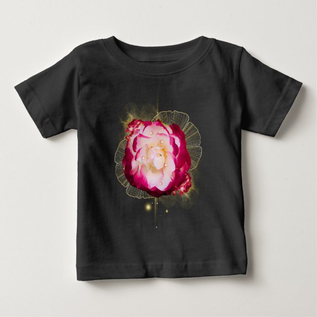 Camiseta Para Bebê Rosa, flor, rosa 1 (Frente)