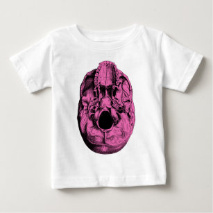 Camiseta Para Bebê Rosa humano anatômico da base do crânio