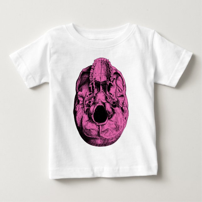 Camiseta Para Bebê Rosa humano anatômico da base do crânio (Frente)