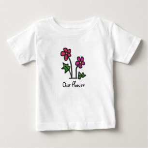 Camiseta Para Bebê Rosa macio da flor com texto