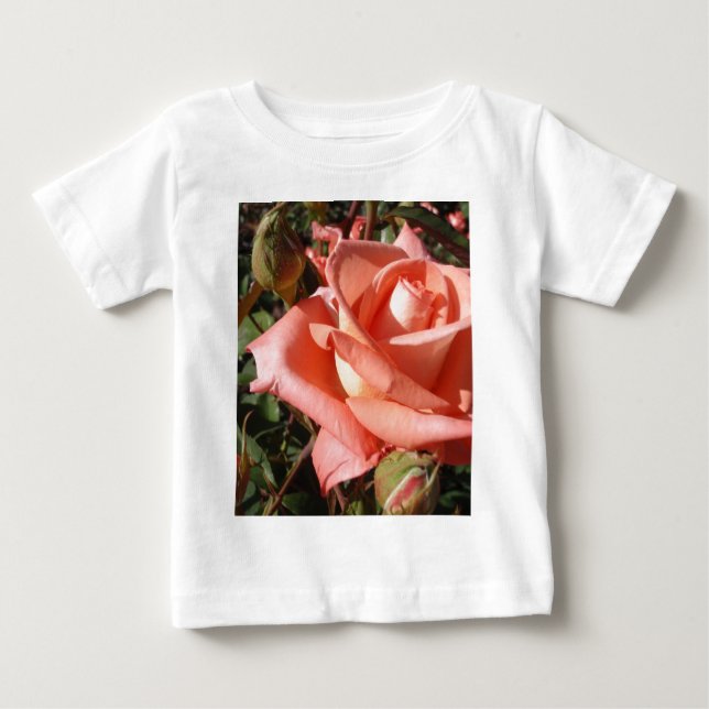 Camiseta Para Bebê Rosa Rosa Cor-de-Pêssego (Frente)