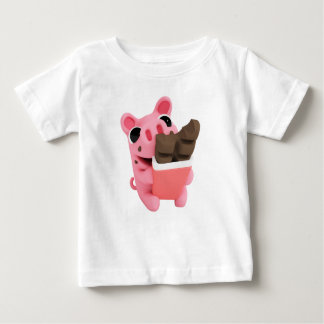 Camiseta Para Bebê Rosa the Pig Chocolate
