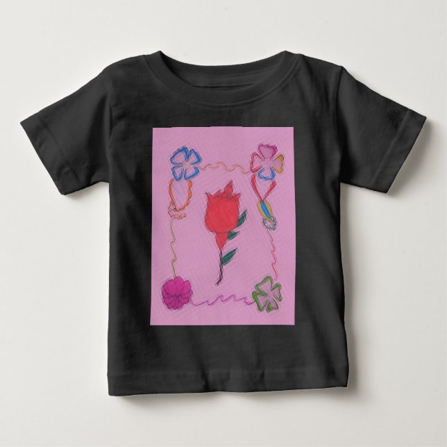 Camiseta Para Bebê Rosa vermelha a rosa: Impressão/Gráfico de Borda F (Frente)