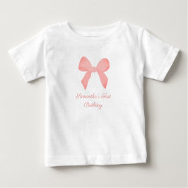 Camiseta Para Bebê Rosa Xadrez Rosa Laço de Aniversário