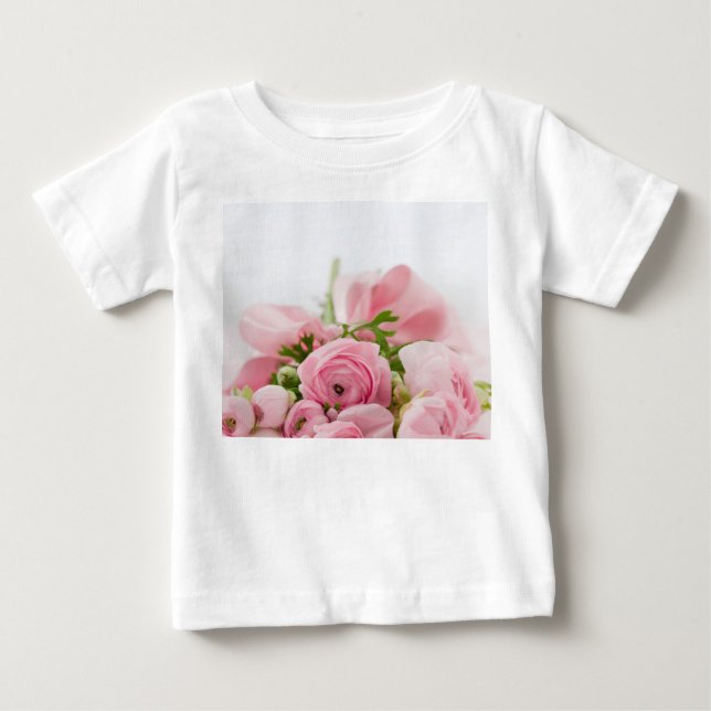 Camiseta Para Bebê Rosas de Casamento Rosa (Frente)