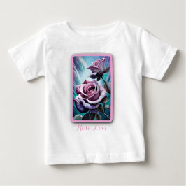 Camiseta Para Bebê Rosas radiantes: Pétalas Perfeitamente Rosa e Púrp
