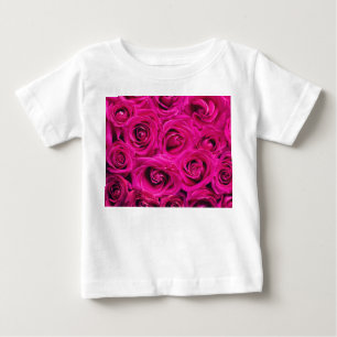 Camiseta Para Bebê Rosas Rosa (Amor e Romance)