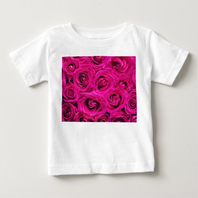 Camiseta Para Bebê Rosas Rosa (Amor e Romance) (Frente)