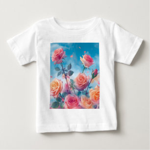 Camiseta Para Bebê Rosas Vibrantes Sonhadoras