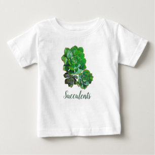 Camiseta Para Bebê Rosette Succulents Baby T-Shirt