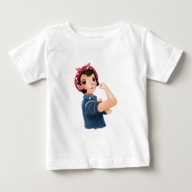 Camiseta Para Bebê rosie as mulheres do rebitador nós podemos (Frente)