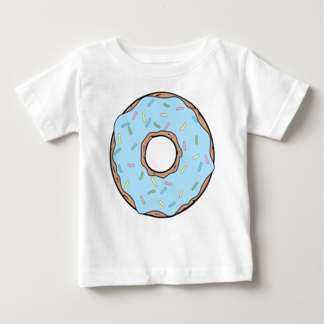 Camiseta Para Bebê Rosquinha Azul, Noz, Icagem, Espingardas, Glacé (Frente)