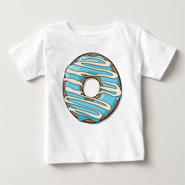 Camiseta Para Bebê Rosquinha Azul, Noz, Icagem, Glacé, Vidro (Frente)
