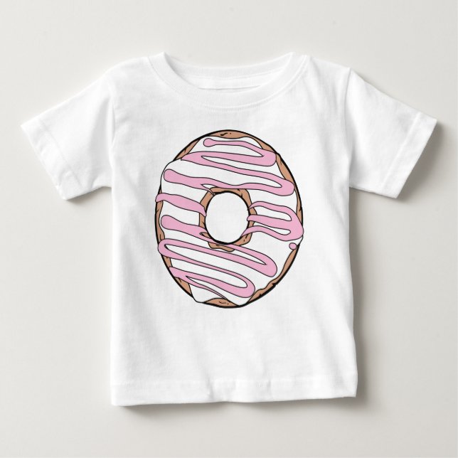Camiseta Para Bebê Rosquinha branca, donut, chocolate, Glacé, gelo (Frente)