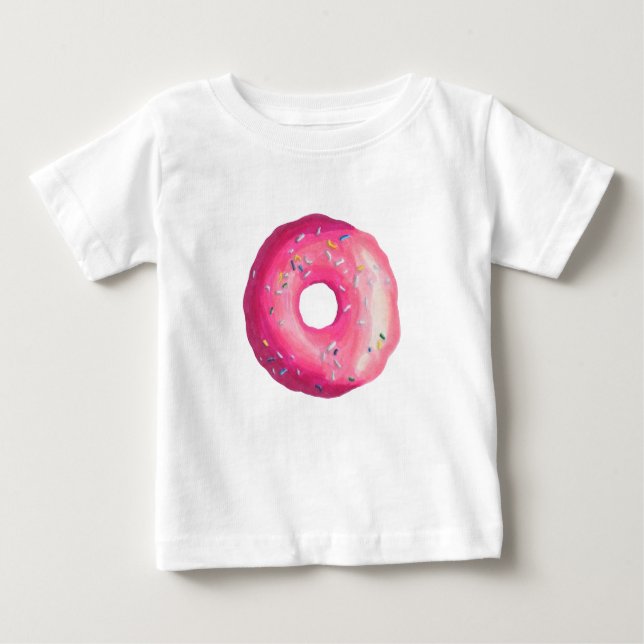 Camiseta Para Bebê Rosquinha Com Glacé Cor-De-Rosa E Pulseiras (Frente)