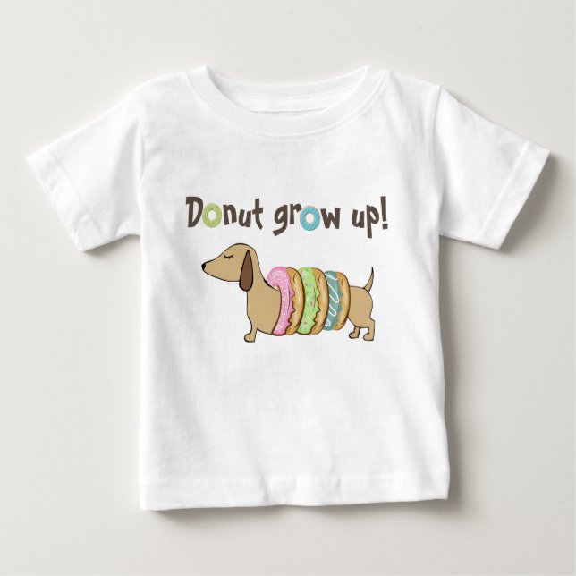 Camiseta Para Bebê Rosquinha Cresce Dachshund Doxie Dog Toddler Shirt (Frente)