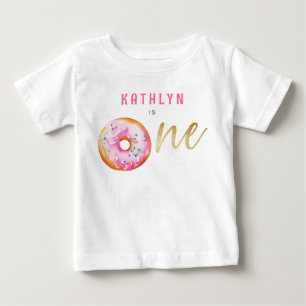 Camiseta Para Bebê Rosquinha Dourada rosa, doce, aniversário de uma g