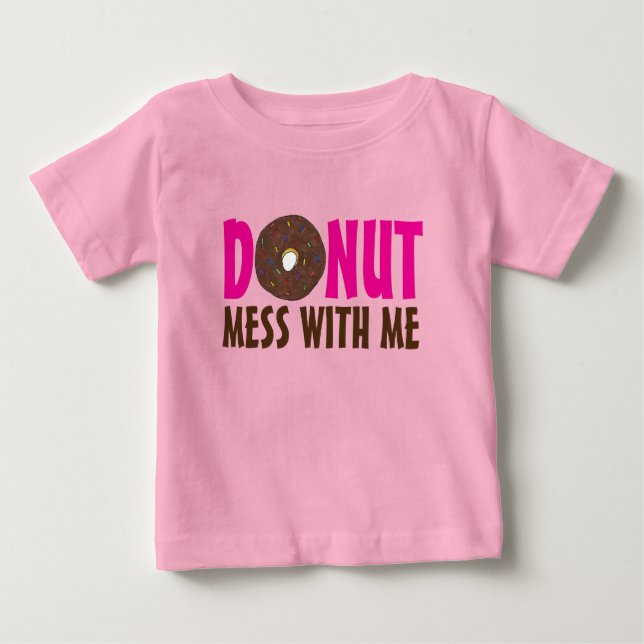 Camiseta Para Bebê Rosquinha Mess Comigo Chocolate Doughnut Foodie (Frente)