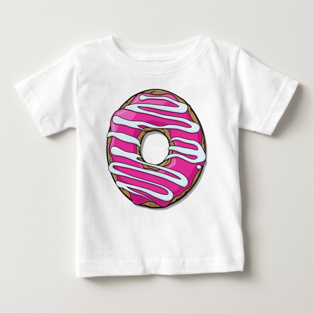Camiseta Para Bebê Rosquinha rosa, donut, gelo, Glacé, vidro (Frente)