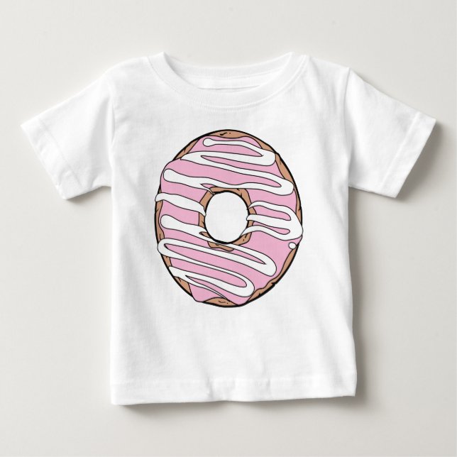 Camiseta Para Bebê Rosquinha Rosa, Noz, Glazar, Icagem, Glacé (Frente)