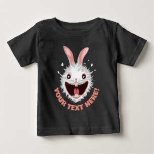 Camiseta Para Bebê Rosto de Coelho Branco Louco