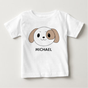Camiseta Para Bebê Rosto de Desenho Animado de Cachorrinho Bonito Per