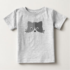 Camiseta Para Bebê Rosto de Gato Bonito