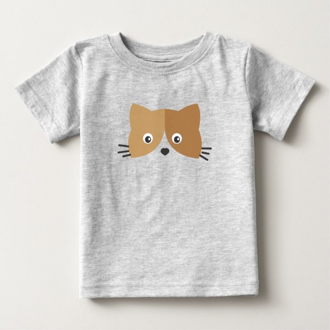 Camiseta Para Bebê Rosto de Gato Bonito (Frente)