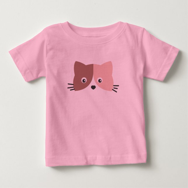 Camiseta Para Bebê Rosto de Gato Bonito (Frente)