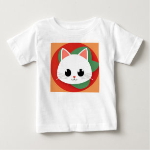 Camiseta Para Bebê Rosto de Gato de Desenho Animado Fofo com Design G