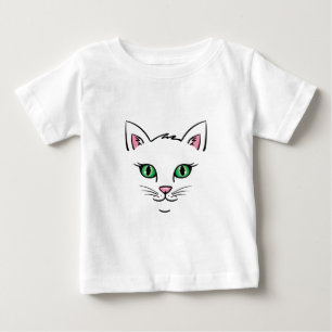 Camiseta Para Bebê Rosto de Gato Flutuante
