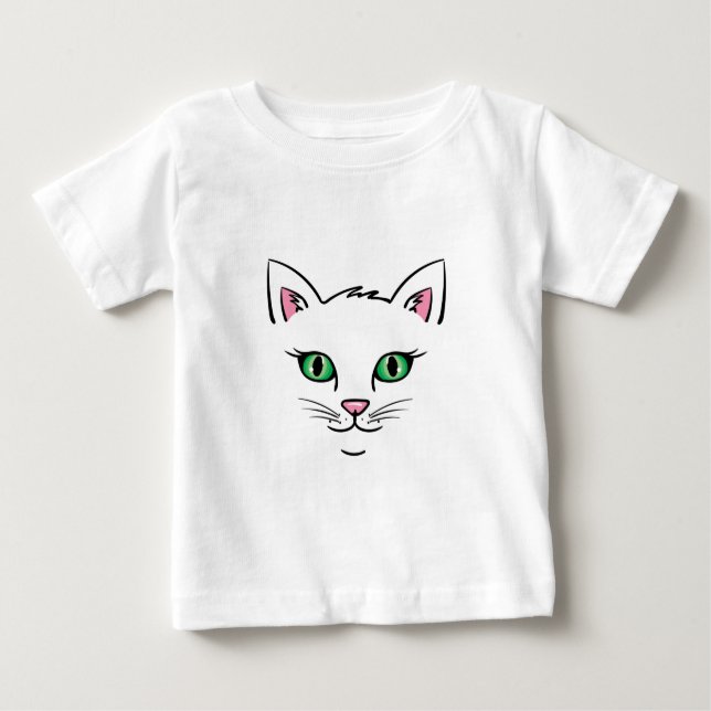 Camiseta Para Bebê Rosto de Gato Flutuante (Frente)