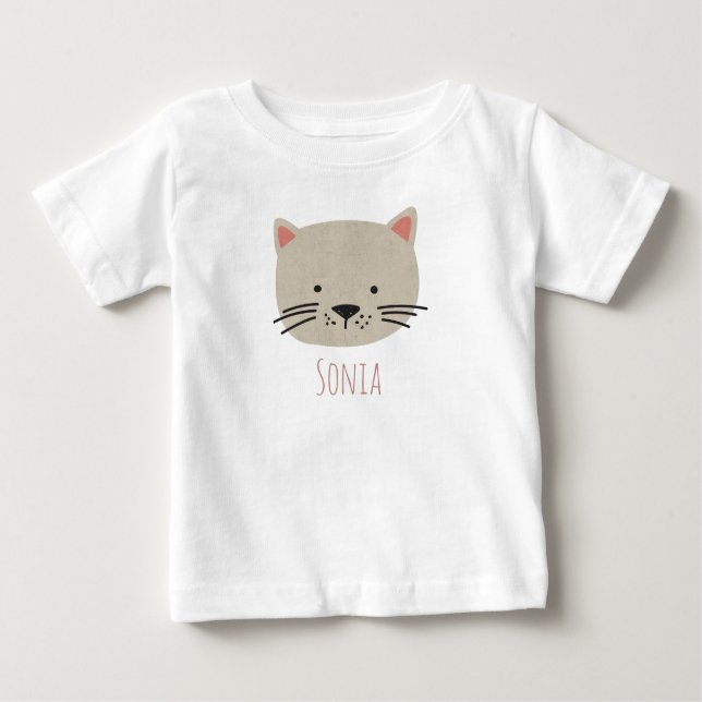 Camiseta Para Bebê Rosto de Gatos Brancos (Frente)