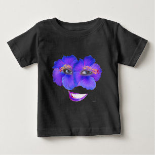 Camiseta Para Bebê Rosto de Hibiscus com Sorriso - Azul