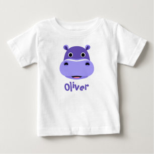 Camiseta Para Bebê Rosto de Hipopótamo Feliz