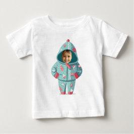 Camiseta Para Bebê Rosto de Menino de Natal Personalizado 