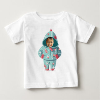 Camiseta Para Bebê Rosto de Menino de Natal Personalizado 