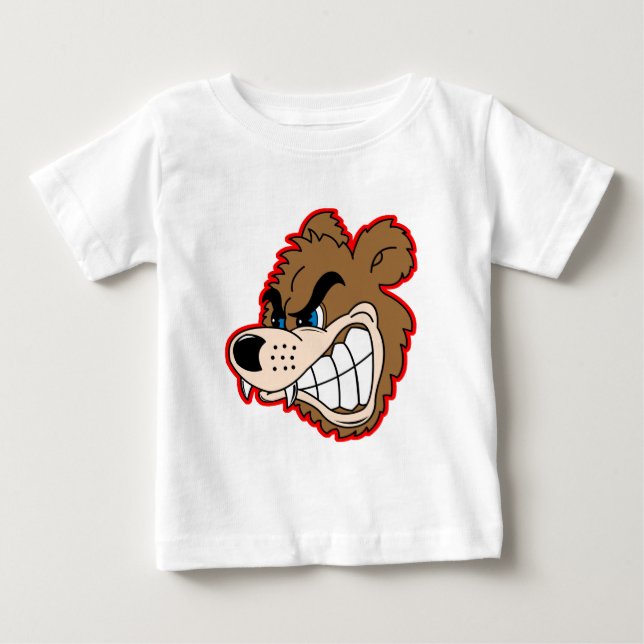 Camiseta Para Bebê rosto de urso rosnando com raiva (Frente)
