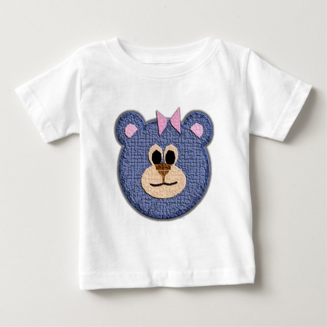 Camiseta Para Bebê Rosto de Urso Teddy (menina) (Frente)