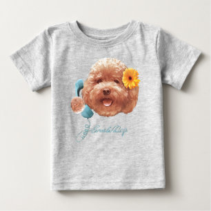Camiseta Para Bebê Rosto Feliz de Toy Poodle
