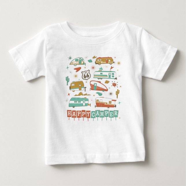 Camiseta Para Bebê Rota 66 Happy Camper (Frente)