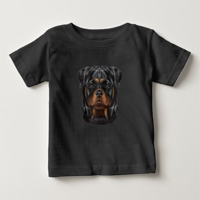 Camiseta Para Bebê Rottweiler Cachorro Face Zip Hoodie (Frente)