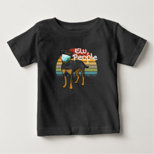 Camiseta Para Bebê Rottweiler Copo com Máscara - Pessoas - Rottweiler