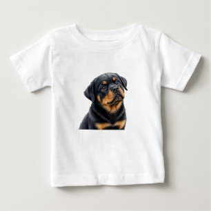 Camiseta Para Bebê Rottweiler Super Fofo ou Bebê Rottweiler