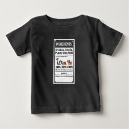 Camiseta Para Bebê Rótulo de Ingrediente de Menino Engraçado Simples