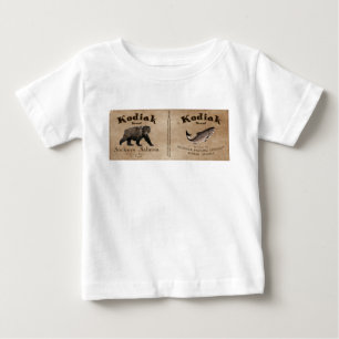 Camiseta Para Bebê Rótulo de Salmão Vintage Kodiak