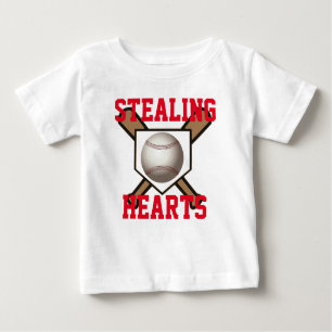 Camiseta Para Bebê Roubando o T do basebol dos corações