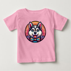 Camiseta Para Bebê Rouco bonito ilustrado no estilo Mandala