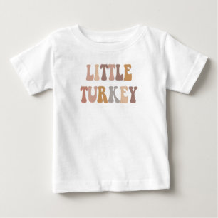 Camiseta Para Bebê Roupa de Ação de Graças Little Turkey Fofo Outon